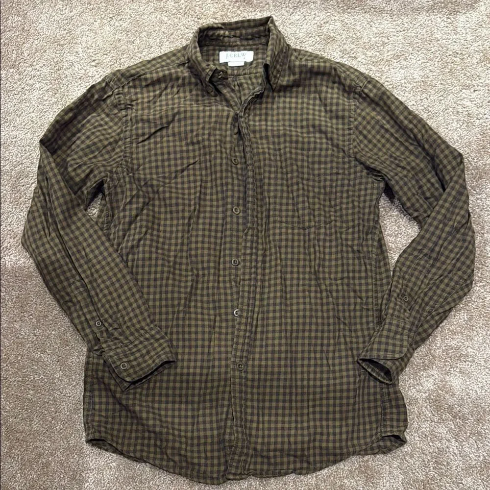 J. Crew Yellow and Brown Checkered Shirt